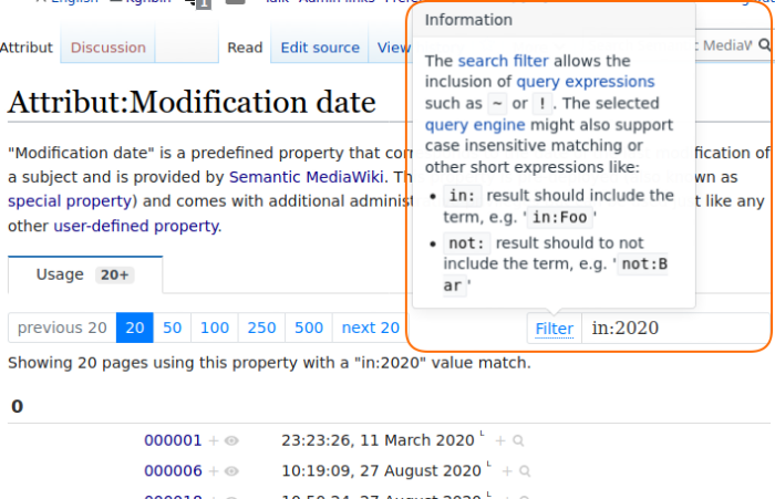 Property filter tooltip